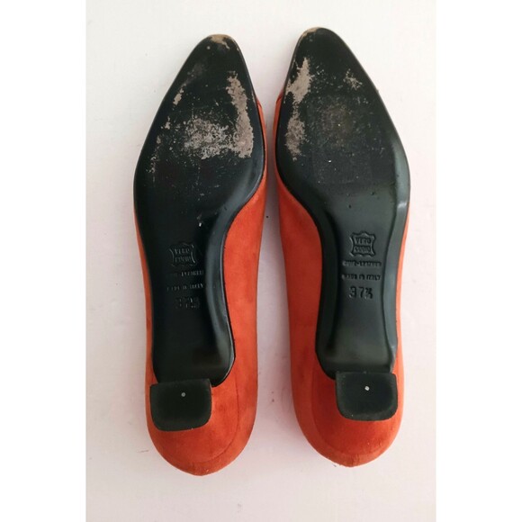 VTG Renee Mancini Paris Dk Orange Suede/Leather Cap Toe Low Heel Pump 37.5 US 7N - Picture 7 of 9